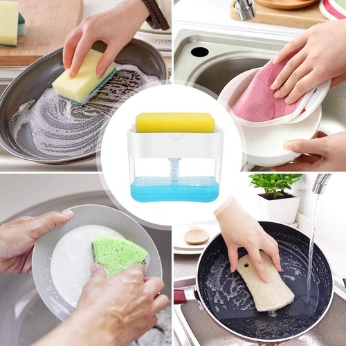 2-IN-1 Liquid Dish Soap Dispenser and Sponge Holder for Kitchen Sink with Sponge - Picture 11 of 18