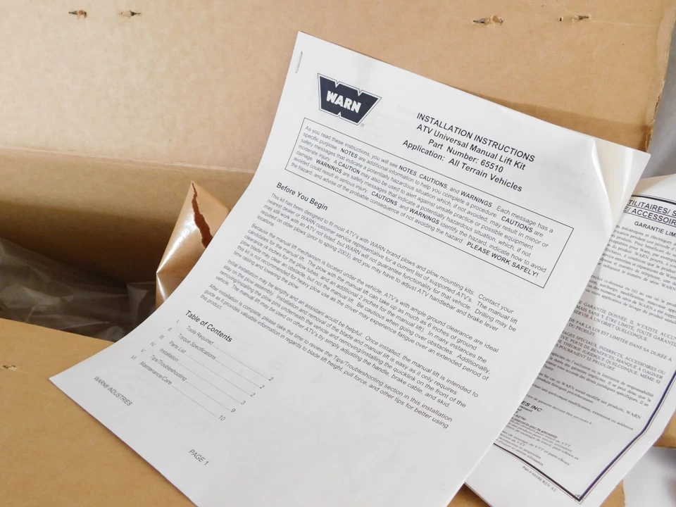 1 NUEVO WARN ATV Quad Quitanieves Montaje Universal Kit de Elevación Manual Parte 65510 Nuevo de Lote Antiguo Foto 3 de 4