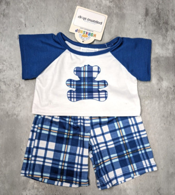 Build a Bear NEU blau kariert Pyjama Set