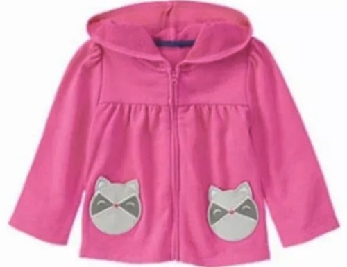 NWT Girls 4T-5T Gymboree “MIX n MATCH” Pink Cotton RACCOON Pocket HOODIE Jacket - Picture 2 of 2