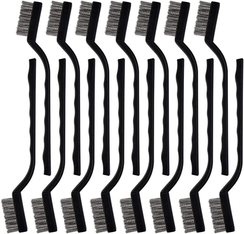 15 Pieces Small Wire Brush Scratch Brush Stainless Steel + Brass Curved Handle - Picture 8 of 11