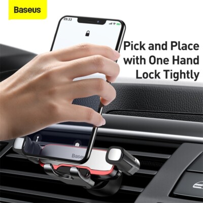 Baseus Car Phone Holder Metal Gravity Auto Air Vent Mobilephone Stand for