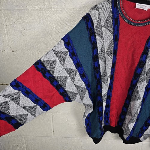 Vintage St Croix Knits Colorful Geometric Cosby Pullover Striped Sweater Mens XL - Picture 3 of 8