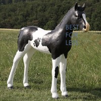 Pferd Fohlen Lebensgroß Figur Statue Skulptur Schwarz - Weiß Quarter Horse Deko