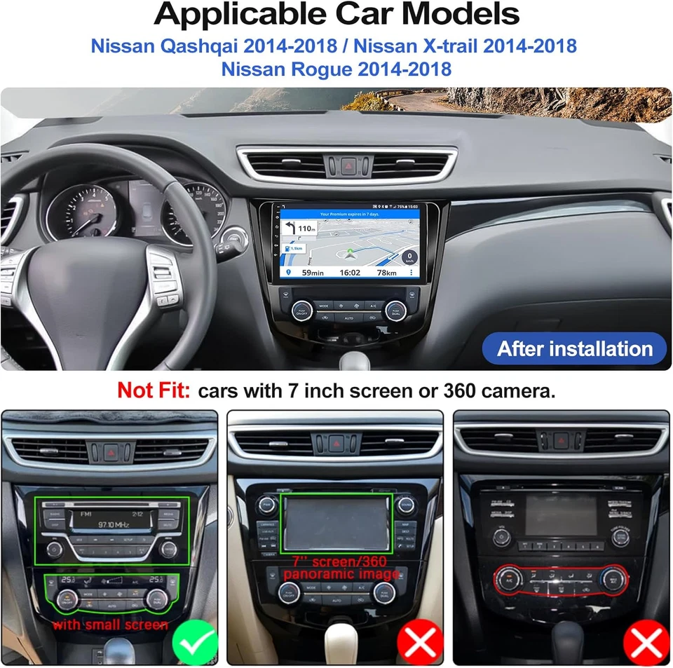 DAB+ Für Nissan Qashqai X-Trail T32 2013-17 Autoraido Android 14 CarPlay HDMI 4G - Bild 2 von 4