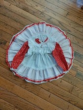 Vtg Nannakins Toddler 2T Red White Lace Full Circle Pageant Dress Holiday Heart