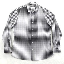 Mizzen Main Shirt Mens XL Black White Trim Fit Stretch Long Sleeve Button-Up
