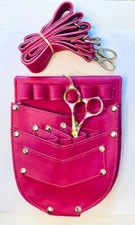 Scissors Pouch in 2 colors Pink & White Beautiful Leather Pouch Adjustable belt 