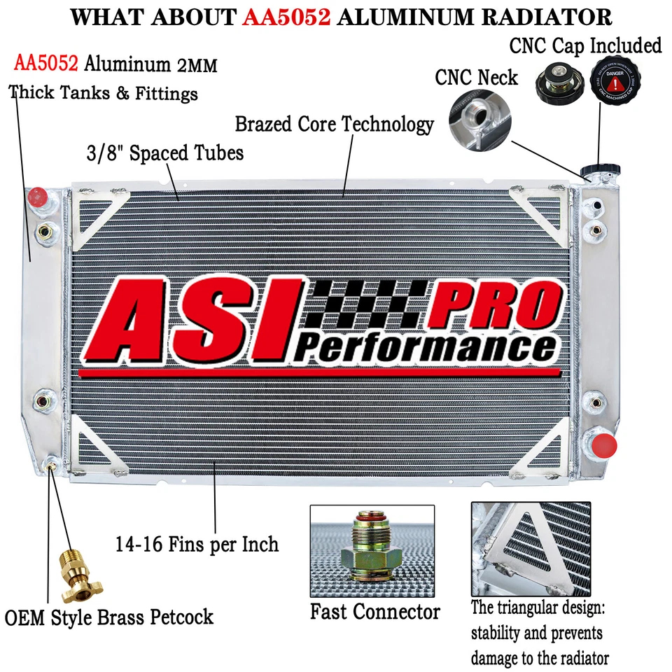 For 1988-2000 98 Chevrolet GMC C/K 2500 /3500 Pickup 7.4L 454 V8 3 Row Radiator Foto 2 de 4