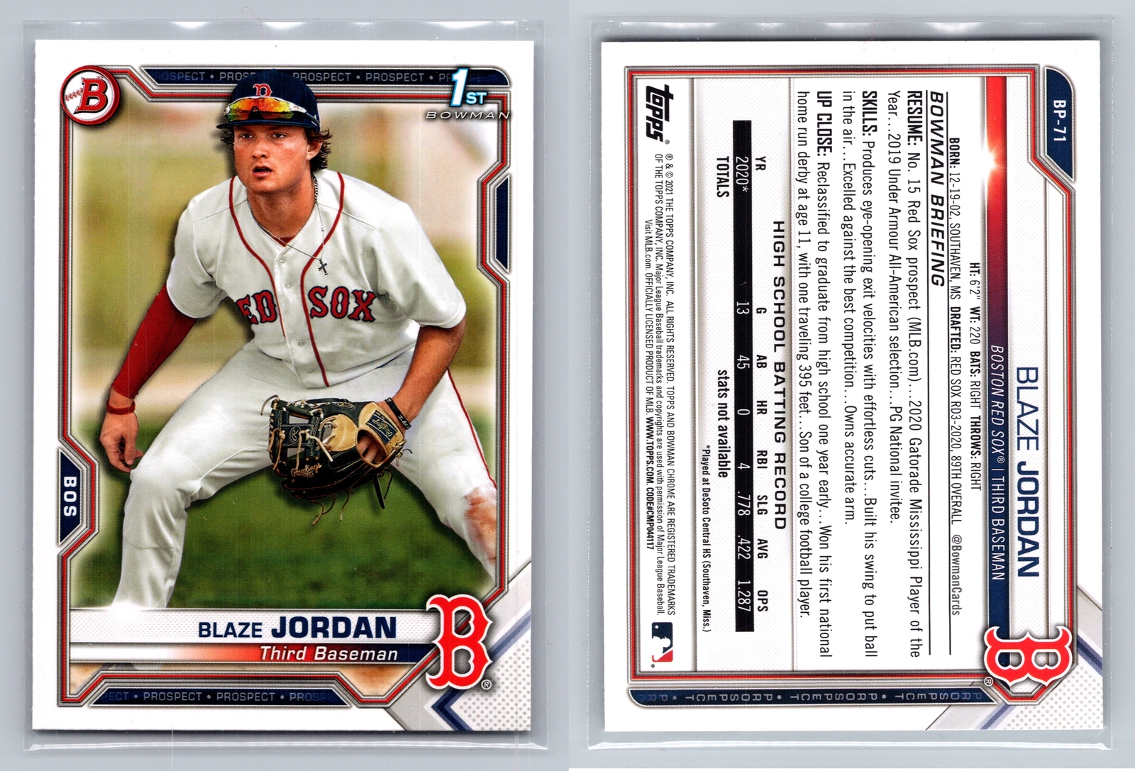 2021 Bowman #BP-71 Blaze Jordan Prospects