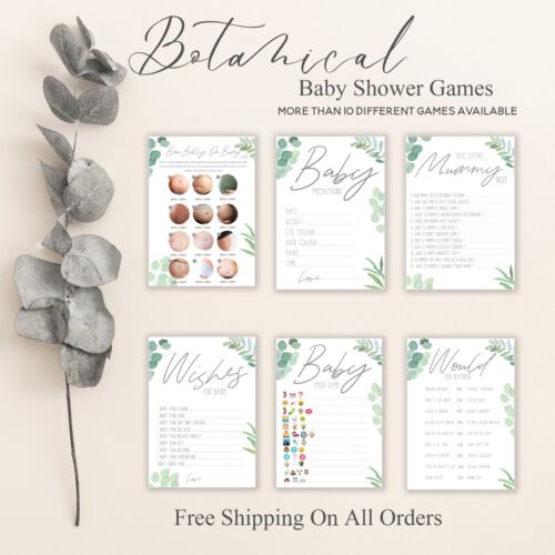 BABY SHOWER GAMES-Botanical Boho Unisex Favours Predictions Who Knows Mummy Best - Afbeelding 1 van 20