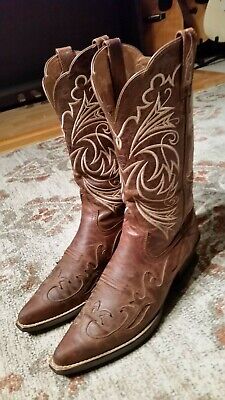 Ariat Womens Boots Sz 9.5 B Heritage Brown Leather Wing Tip Cowgirl 10005920