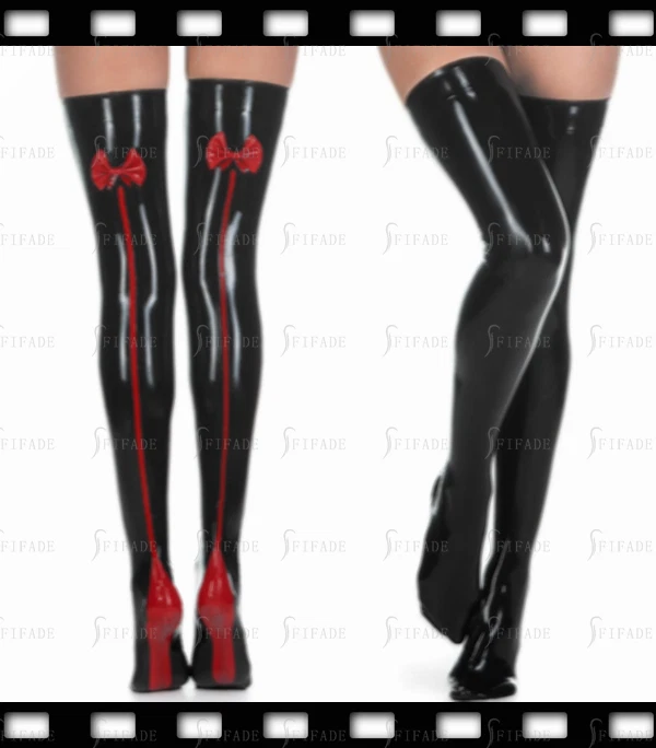 Medias de látex con adornos de línea de moño sexy unisex personalizadas 0,4 mm I5 Foto 2 de 4