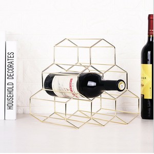 6-Bottles-Metal-Wine-Rack-Storage-Display-Holder-Countertop-Tabletop-Stand-Gold