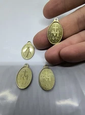 Miraculous Medal Necklace Pendant Charm Virgin Mary Small Gold Tone Catholic x 8