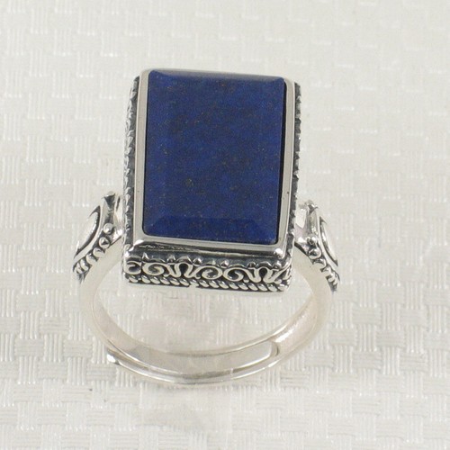 Solid Sterling Silver .925 Natural Blue 10X17mm Lapis Lazuli Solitaire Ring TPJ - Picture 2 of 17