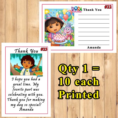 Dora & Diego Invitations 10 ea with Env or Thank You Cards Personalized - Picture 8 of 8