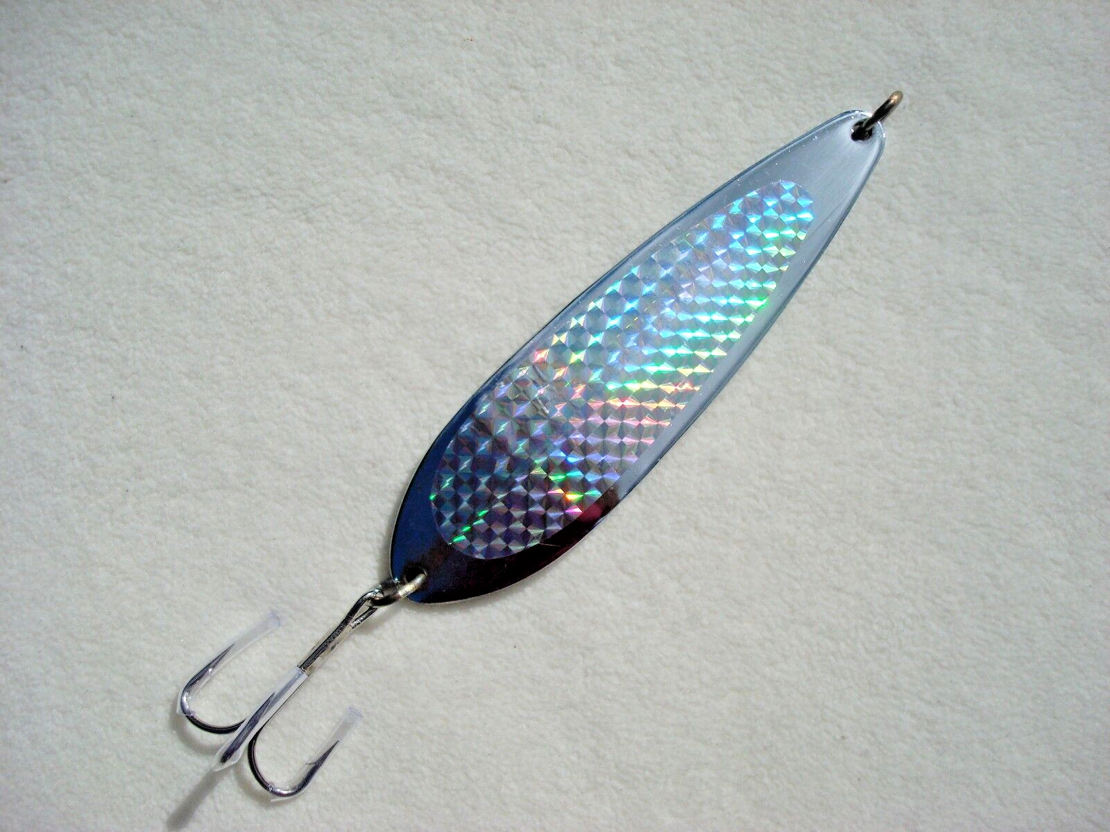 6 Pieces Casting 5oz Silver Holographic Crocodile Spoons Saltwater Fishing Jigs - Image 2