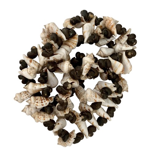 Vintage Statement Necklace Real Sea shell White Creamy Black Unique Long Chunky - Picture 6 of 9