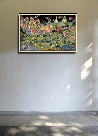 "Земля воображения" 1930 винтажный стиль сказка карта плакат - 16 x 24 - Изображение 3 из 3