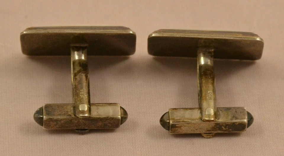 ART DECO Manschettenknöpfe 835 Silber Perlmutt cufflinks silver mother of pearl - Bild 3 von 4