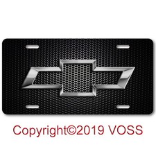 Chevy Chevrolet Bow-tie Carbn-fiber Look Aluminum License Plate Tag Mesh Design