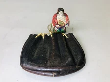 Y6168 NETSUKE Colored wood carving Noh Japan antique kimono accessory vintage