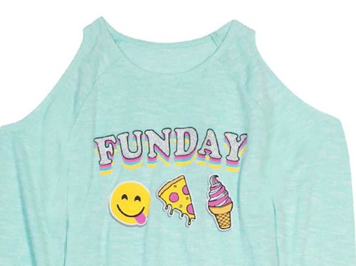 Harper & Elliott Girls Size 6 Cold Shoulder Graphic Tee green FUNDAY NWT - Picture 2 of 2