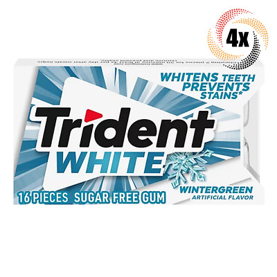 4x Packs Trident White Wintergreen Flavor Chewing Gum | 16 Pieces Per Pack