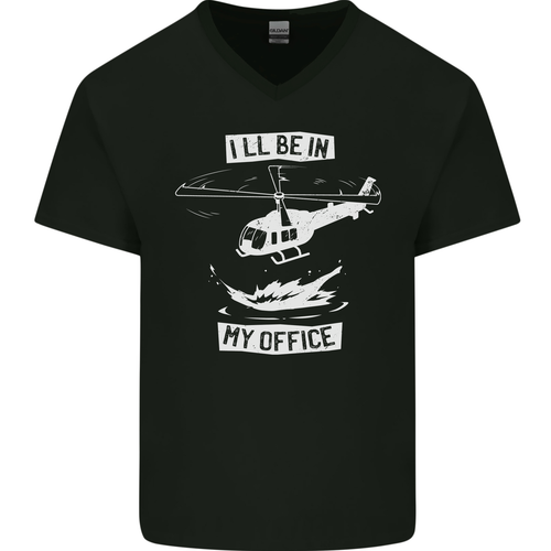T-Shirt Helicopter Pilot Ill Be in My Office Herren V-Ausschnitt Baumwolle - Bild 7 von 11