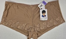 VTG DELTA BURKE LACE SATIN POLYESTER 8/1X CHEEKY TAN BOY SHORTS/PANTIES