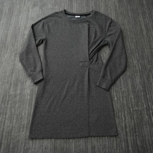 Cabi Put On Dress Women Gray Solid Long Sleeve Crew Neck Cotton Small