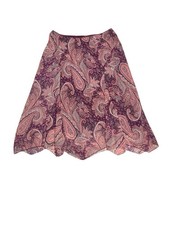 VTG Y2K Fairy Skirt Size L Paisley Asymmetrical Hem Lined Pink Purple Whimsical