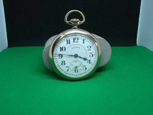 POCKET WATCH ILLINOIS SANGAMO SPECIAL 23j RAILROAD DIAL GOLD FILLED CASE  ! g8