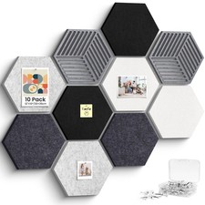 Tablones de anuncios de corcho hexagonales para decoración de paredes, paquete de 10 azulejos de fieltro con 2...