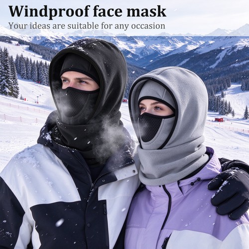 Winter Thermal Fleece Balaclava - 4-in-1 Windproof Face Mask for Men and Women - Afbeelding 4 van 13