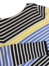 Liz Claiborne Striped Cotton Boat Neck Sweater Women  s M Coastal Classic Preppy