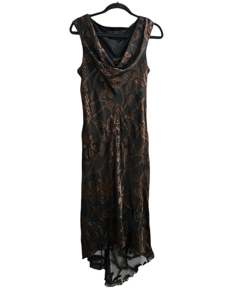 Vestido Midi Vintage Terciopelo Burnout Capucha Cuello Cuentas Capricho Y2K Hada Talla L Foto 4 de 4