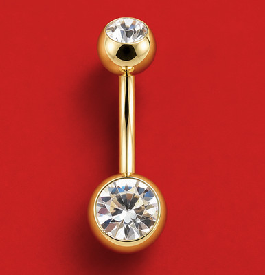 Bauchnabelpiercing Kristall TITAN gold Bananenstecker Banane Bananabell STUDIO 