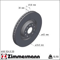2X Zimmermann 600.3243.20 Bremsscheibe FüR VW Skoda Seat Audi Cupra Passat Golf