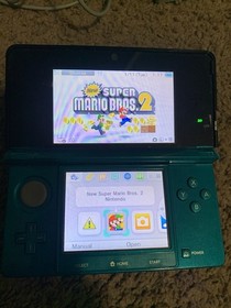 Nintendo 3DS Original - Aqua Blue + Super Mario Bros 2 Metroid READ