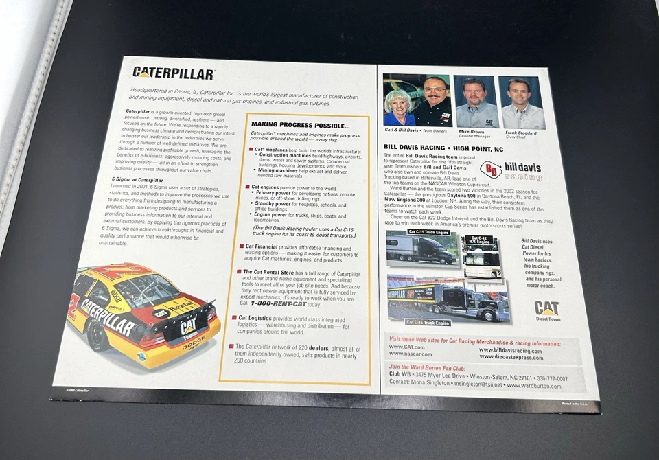 Карта героя с автографом Уорда Бертона 8x10 NASCAR без сертификата подлинности (CBMH) - Изображение 2 из 2