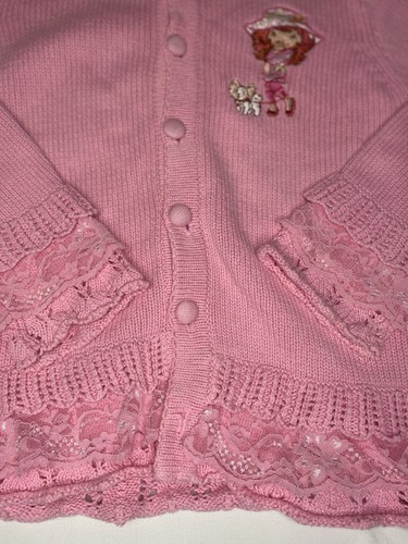 Pink French Strawberry Shortcake cardigan with lace details - Picture 5 of 5