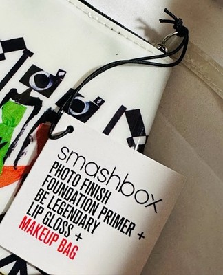 Smashbox Photo Finish Primer + Be Legendary Lip Gloss + Makeup Bag Set (3pc)