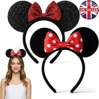 Minnie Maus Ohren Stirnband Disney gepunktet Schleife Kinder Mädchen Damen Kostüm