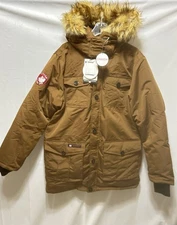 Canada Weather Gear Coat Men L Insulated Brown Winter Jacket w/Faux Fur Hood