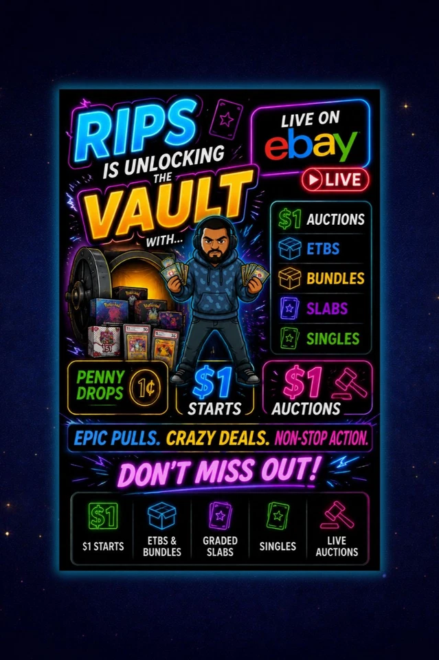 Ripsvault $1 Starts for Singles & Sealed Pokemon -  Singles Night