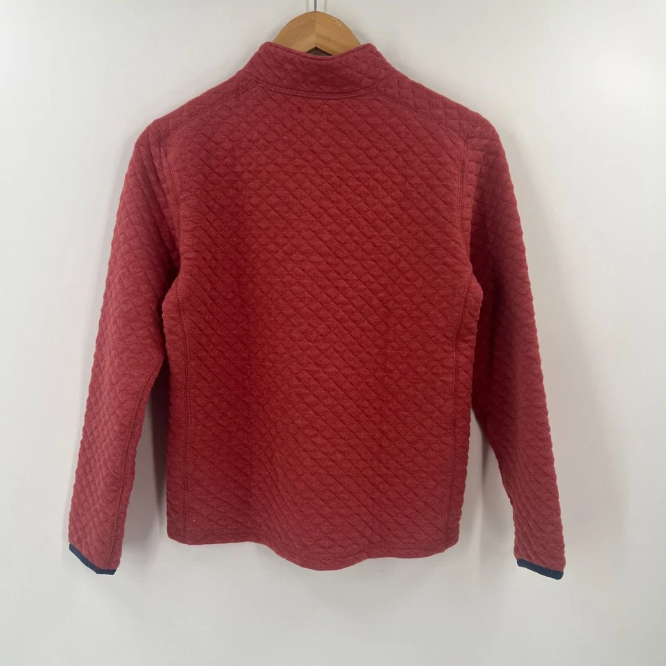 Pullover J.Crew Crewcuts para niños con cuarto de cremallera talla 10-11 L acolchado de algodón rojo desteñido Foto 2 de 4