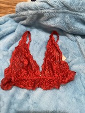 HONEYDEW RED LACE SIZE MEDIUM RUFFLE EDGE LACE BRALETTE BRA