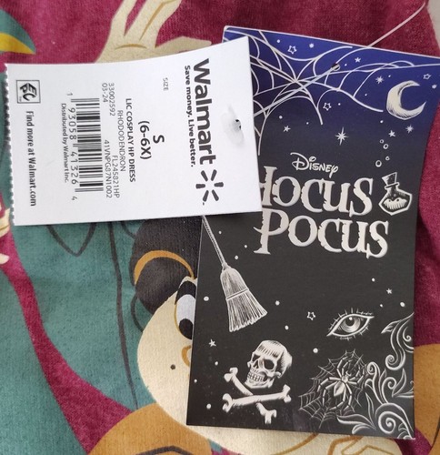 Disney Girls S (6/6X) Halloween Hocus Pocus Graphic Burgundy Hoodie Dress - Picture 9 of 10